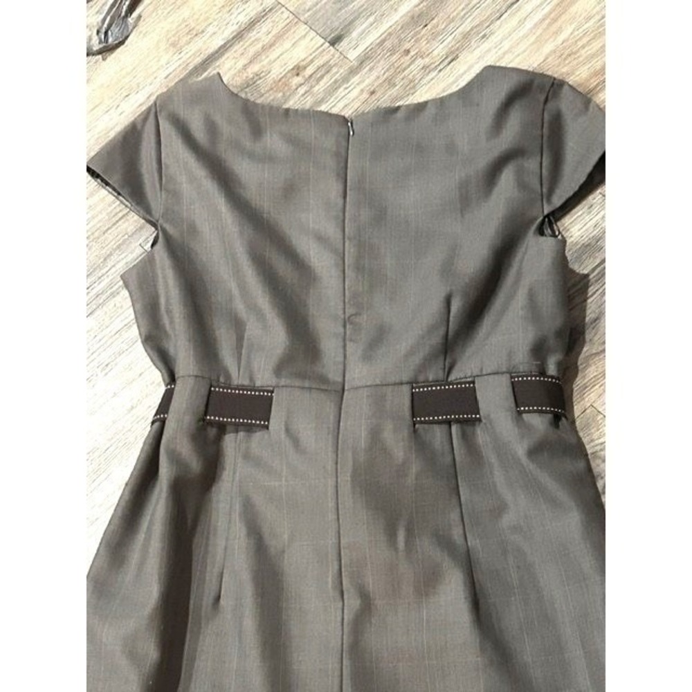 Studio 1 Gray Plaid Cap Sleeve Sheath Dress with Bow Belt Accent Size 8 - Picture 9 of 12